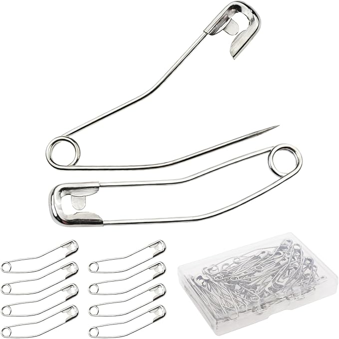 Quilt Safety Pin Curve 1.5 inch Sewing Supply Large Curve Safety Pin Quilt Stainless Steel Fabric Pin Baste for Quilting Knitting Sew Quilt Supply Quilting Pin 200PCS