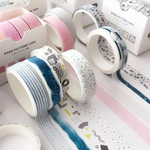 YUBX 5 Rolls Washi Tape Set Creative Basic Skinny Decorative Tapes for Arts, DIY Crafts, Bullet Journals, Planners, Scrapbooking, Wrapping (Dot)