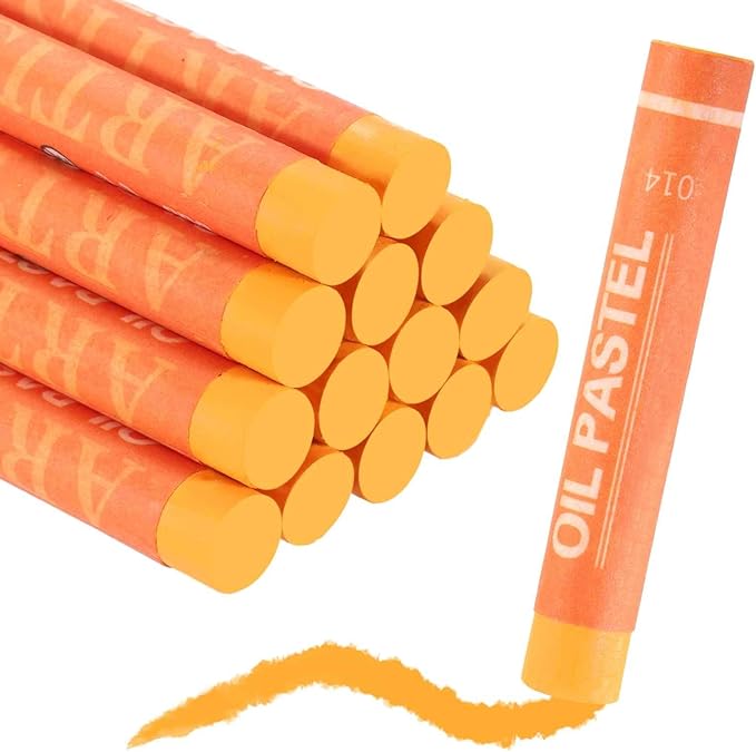 MECCANIXITY Soft Oil Pastels, Oil Pastel Crayons Vibrant Color Blendable Art Supplies for Painting Drawing Blending Painting Artists Beginners Professional(Orange, Pack of 16)