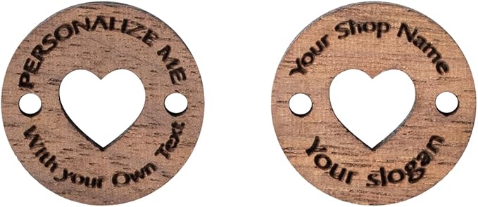 callie Personalized Wooden Clothing Labels Button with Your Name/Shop Name/Slogan, Handmade Tags Gift for Mother Grandma Crafts Knitting Sewing Crocheting Lovers
