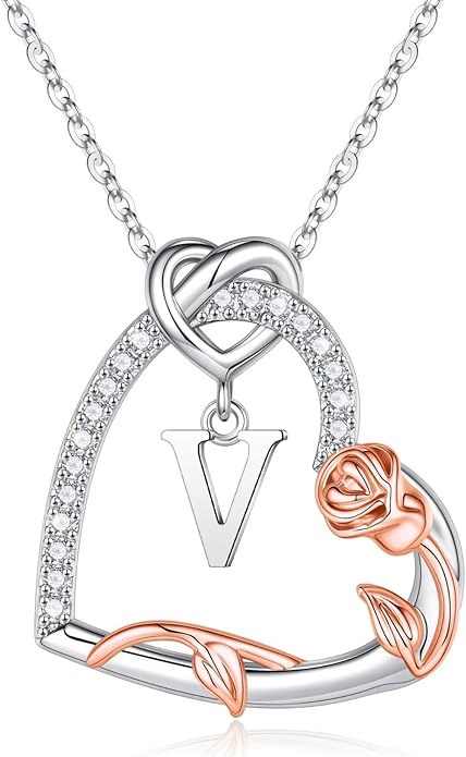 Iefil Christmas Gifts for Women Her - 925 Sterling Silver Heart Initial Necklaces, Anniversary Birthday Gifts, Women Jewelry Gift for Wife Girlfriend Mom Daughter Her