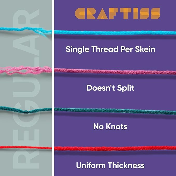 CRAFTISS 30 of 20g/0.7Oz Acrylic Yarn Mini Skeins - 1300 Yards of Soft Yarn for Crocheting and Knitting Craft Project, Assorted Starter Crochet Bulk Kit for Adults and Kids