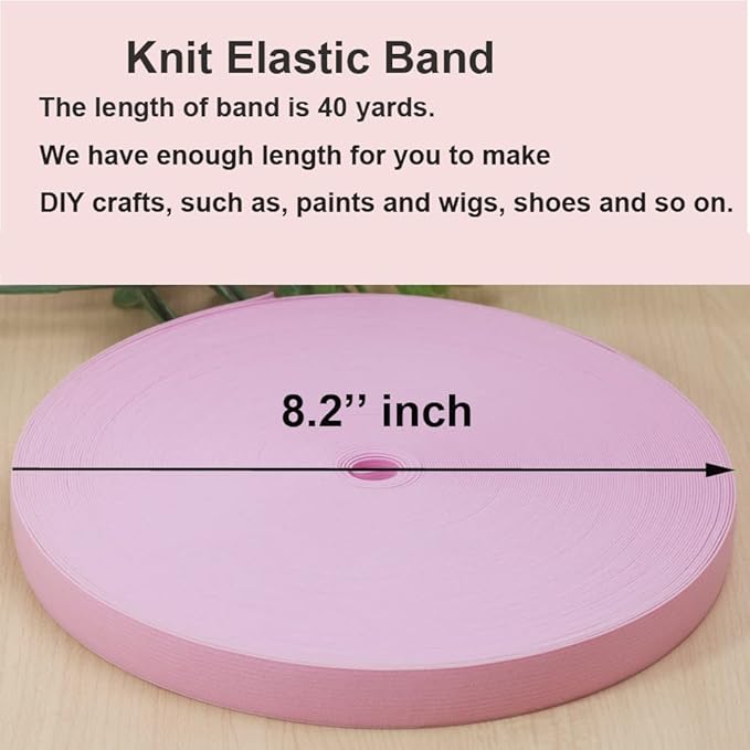 Pink Knit Elastic Band for Sewing 20mm 4/5 inch 40 Yards Flat High Elasticity Straps- Wide Stretchy Knit Elastic Bands for Pants-Waistband-Wigs-Bedspread-DIY Sewing Crafts