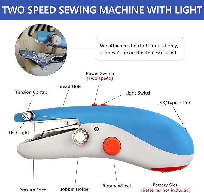 Handheld Sewing Machine for quick stitching, Mini Sewing Machine with Sewing Kits for Home DIY, Travel