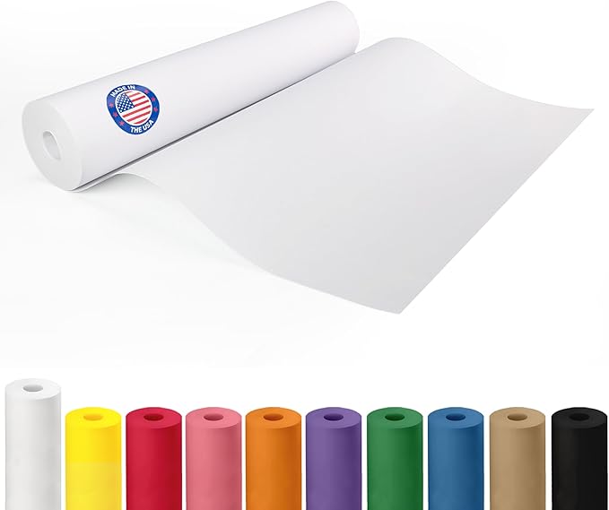Extra White Offset Kraft Paper Roll 18" x 2160" (180 ft) – USA-Made 50lb Premium Eco Paper, Brighter-Than-Standard White – Ideal for Packing, Wrapping, Arts & Crafts, School Projects by IDL Packaging