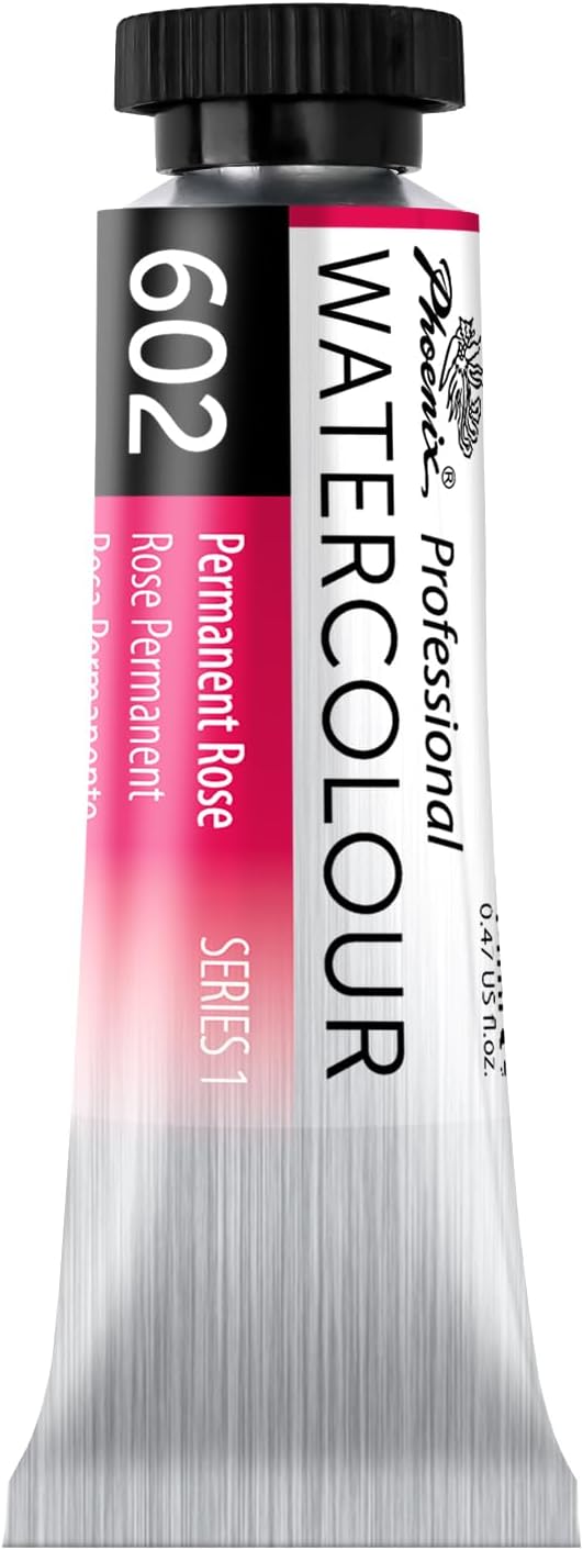 PHOENIX Professional Watercolor Paint Single Tube - 0.47 Fl Oz / 14ml - Permanent Rose