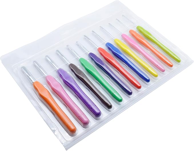 FDXGYH 12 Sizes Ergonomic Crochet Hook Set Aluminum Yarn Crochet Kit (2mm- 8mm)
