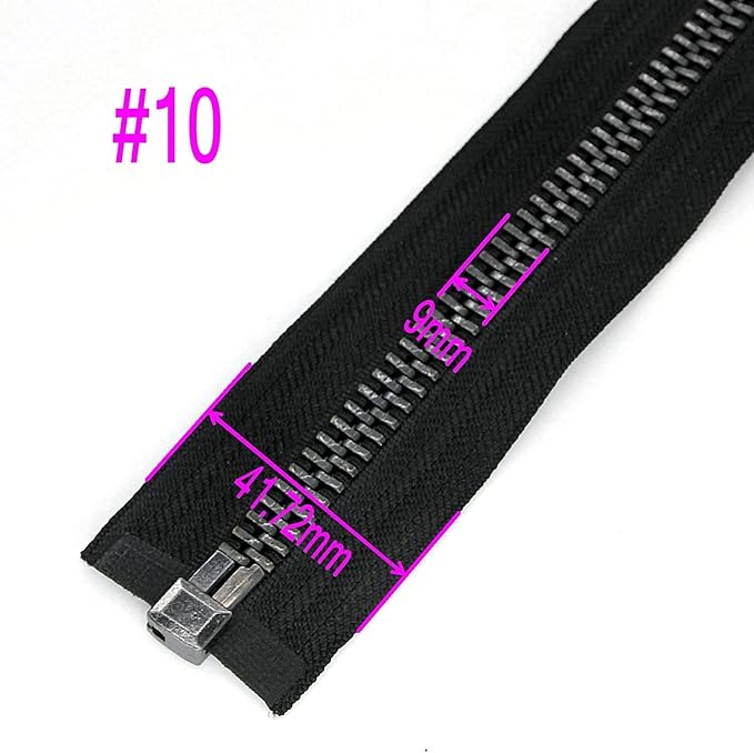 Leekayer #10 40 Inch Separating Zipper - Black Nickel Metal Zipper for Jackets, Coats, Crafts