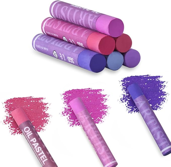 Mifuner Soft Oil Pastels Set (6 Sticks,6 Colors),Colors Heavy Oil Pastels Vibrant and Creamy,Pastel Art Supplies for Artists,Gallery Oil Painting Stick for Adult Art Drawing. Purple