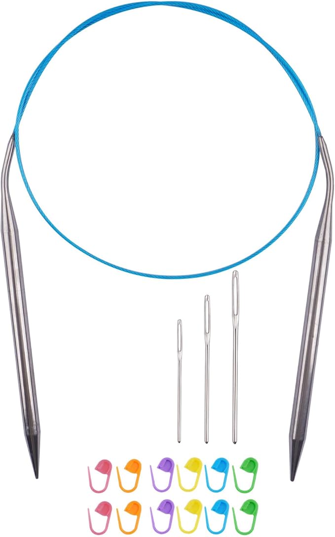 Circular Knitting Needles 32inches/80cm,Size US 10.75(7mm) Stainless Steel Round Knitting Needles for Handmade Knitting DIY