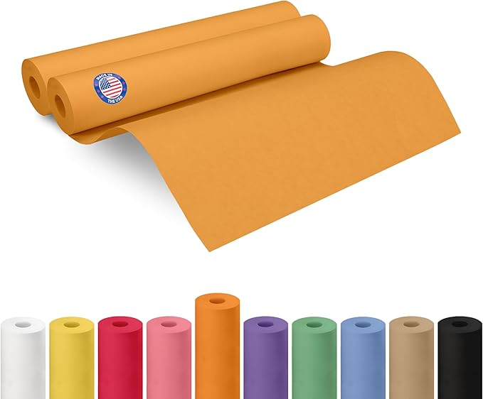 18" x 1200" (100 ft) Orange Kraft Paper Roll, Pack of 2 - USA-Made Quality Craft Paper for Gift Wrapping, Kids' Arts & Crafts, School Projects - 100% Recycled, 50 lb Natural Material by IDL Packaging
