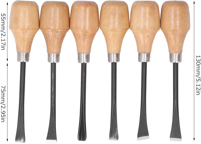 Culnflun Wood Carving Chisel Set Kit, Sculpture Hand Tools, DIY Hemispherical Handle, Craft Accessories for Art