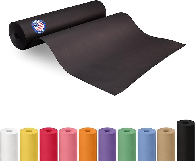 Black Kraft Paper Roll 18" x 3000" (250 feet) - USA-Made Craft Paper for School & Art - Quality High-Density Material for Gift Wrapping & Packing, Shipping & Moving by IDL Packaging