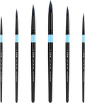 XDT#990 Round Watercolor Artist Paint Brush 6 Piece Set Soft Natural Hair for Watercolor & Acrylic & Oil