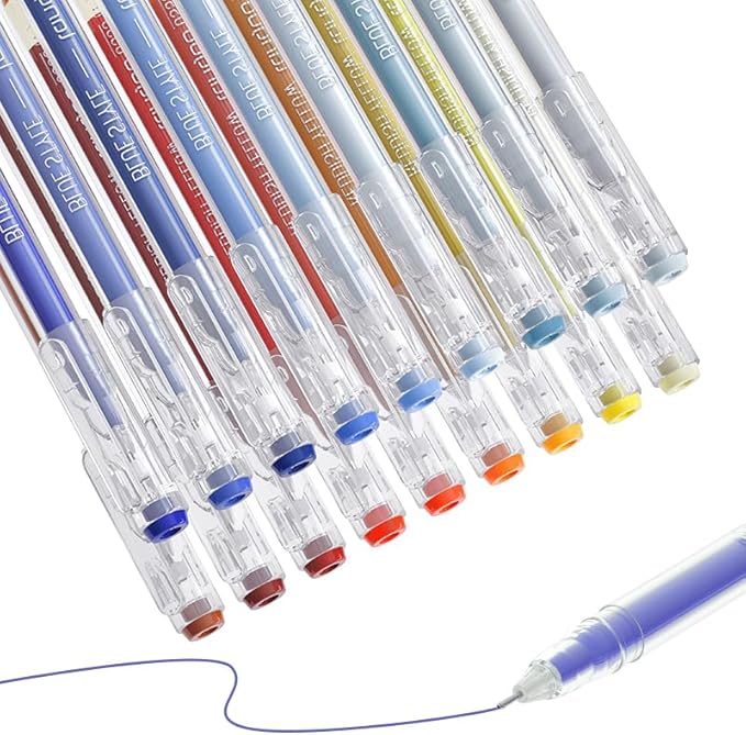 18 Colors Gel Pens for Adult Coloring Books – Fine Tip Gel Markers for Drawing, Journaling, Art, School Supplies(Blue Colors & Orange Colors)