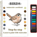 Watercolor Workbooks with Sketches, Beginner Friendly Water Coloring Book Watercolor Paint Set Art Crafts Painting Kit Gift for Adults, Any Level Artist (Birds, with Paint Set)