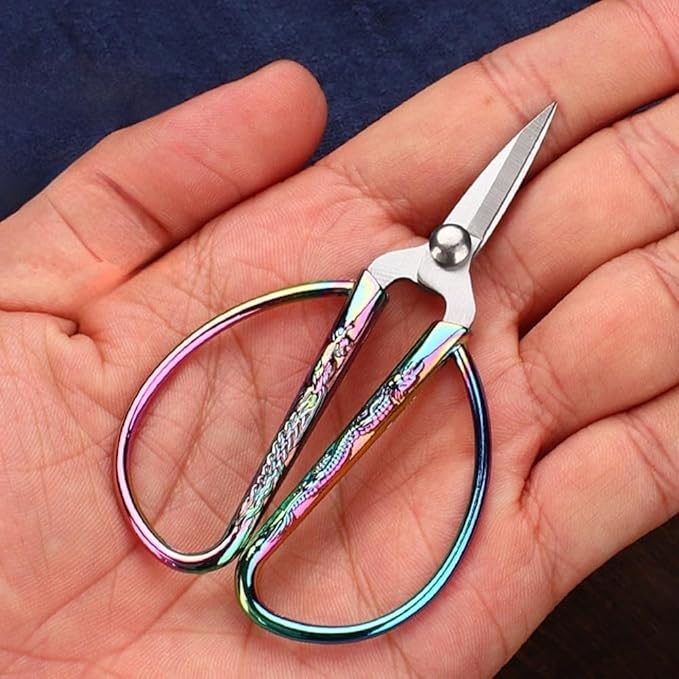 3.3-inch Small Sewing Embroidery Scissors, Vintage Stainless Steel Little Scissors Sharp Shears for Sewing Crafting, Art Work, Cross Stitch Cutting, Handcraft, Needlework DIY Tools Colorful