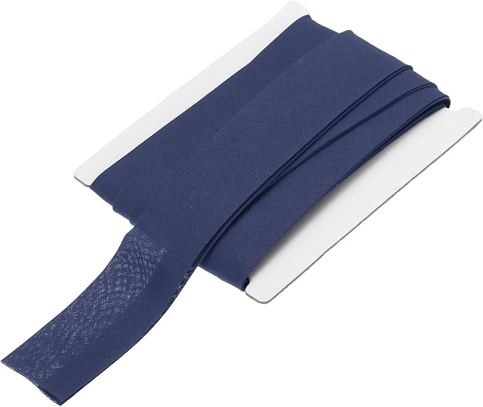 MECCANIXITY 1 Inch Double Fold Bias Tape Continuous Bulk Cotton Bias Tape for Sewing Seaming Quilting Hemming Binding Crafts (Navy Blue 6 Yards)