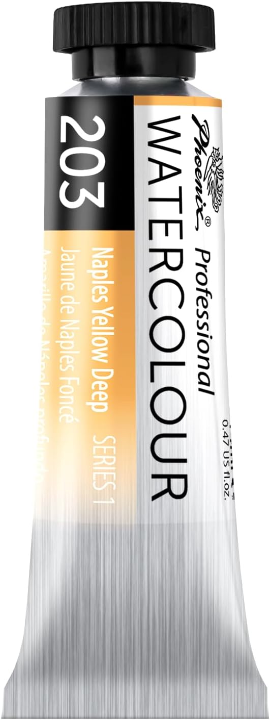PHOENIX Professional Watercolor Paint Single Tube - 0.47 Fl Oz / 14ml - Naples Yellow Deep