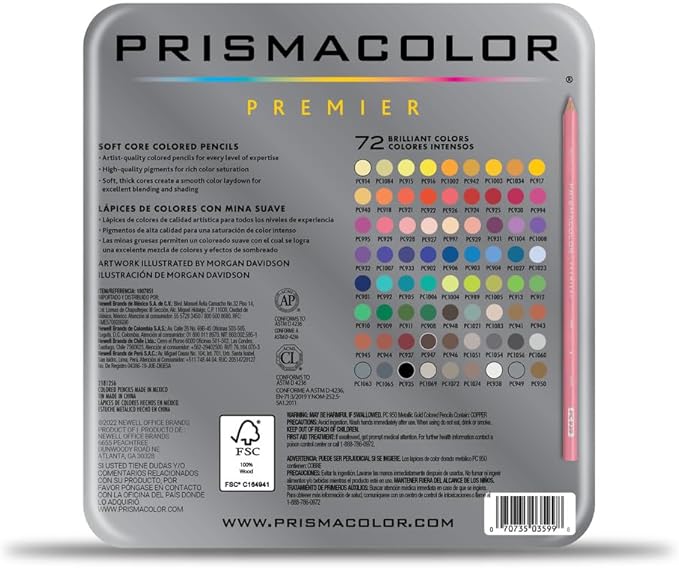 Prismacolor Premier Colored Pencils, Soft Core, Assorted Colors, 72 Count - Durable, Vibrant, Ultra-Smooth, Adult Coloring, Drawing, Sketching, Arts & Crafts