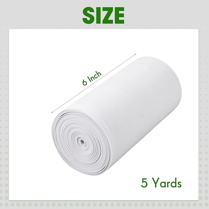 EBOOT 1 Pcs Elastic Spool (6 Inch X 5 Yard,White)