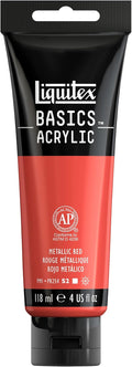 Liquitex BASICS Acrylic Paint, 118ml (4-oz) Tube, Metallic Red