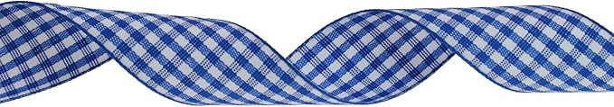 Gingham Ribbon 50 Yard Each Roll 100% Polyester Woven Edge (1" x 50 Yards, Royal Blue)