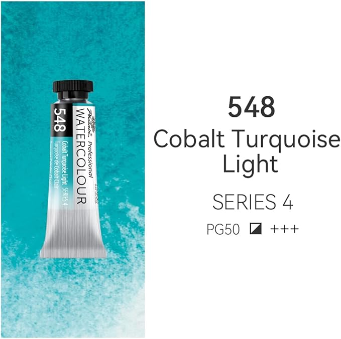 PHOENIX Professional Watercolor Paint Single Tube - 0.47 Fl Oz / 14ml - Cobalt Turquoise Light