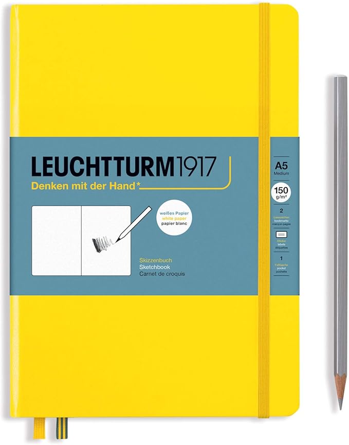Leuchtturm1917 - Medium A5 Hardcover Sketchbook (Lemon) - 112 Pages of 150g/m² Paper