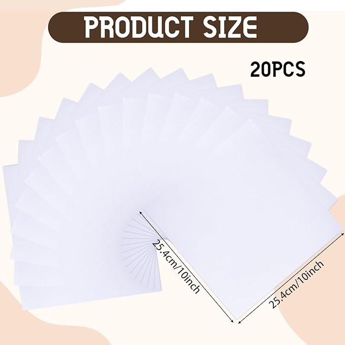 Breling 20 Pcs 10 x 10 Inch Cotton Fabric Bundle Squares Precut Fabric Squares for Sewing Making Quilts for Craft Lovers (One Size,White)