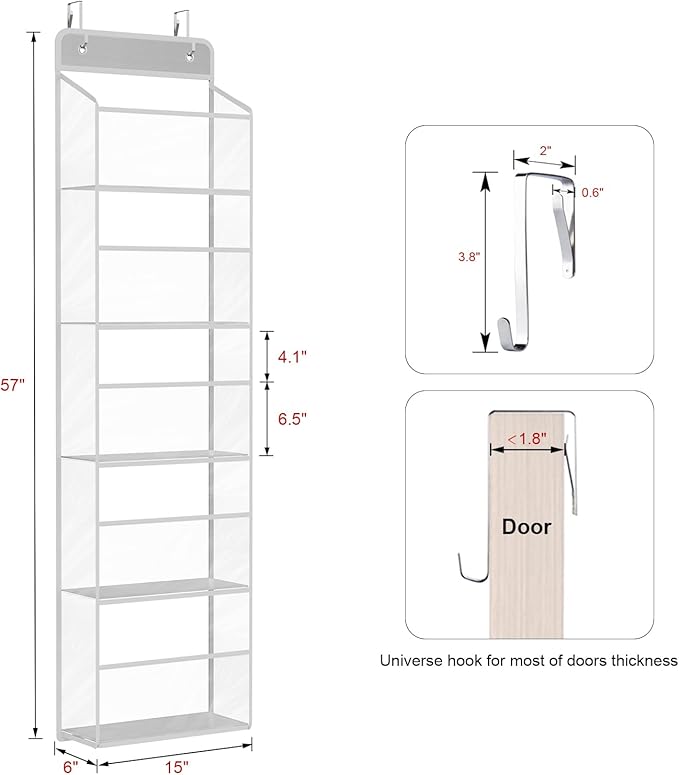 KEEGH Hanging Yarn Storage Organizer, Over Door Knitting and Crochet Storage Organizer with 5 Layer Clear Compartments, Hanging Yarn Holder for Crochet Hooks, Knitting Needles, Yarn Balls