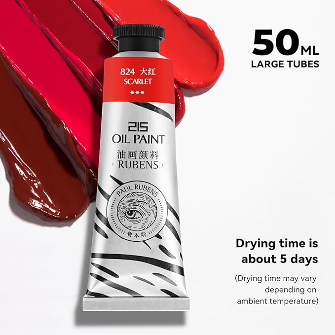 Paul Rubens Oil Paint, 40 Colors*50ml LargeTubes, Professional Oil Based Paint with High Saturation, Creamy Texture, and Consistency,Art Supplies for Artists, Students, Beginners