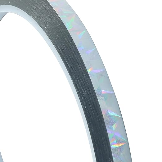 0.22 Inch Self-Adhesive Holographic Reflective Tape, Glitter Duct Tape Prism Tape for Keep Birds Away, DIY Art, Daily Use, Craft Project, Home Decoration, Holiday Packing(Silver,55Yard)