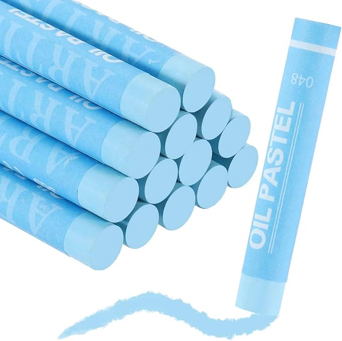 MECCANIXITY Soft Oil Pastels, Oil Pastel Crayons Vibrant Color Blendable Art Supplies for Painting Drawing Blending Painting Artists Beginners Professional(Light Blue, Pack of 16)