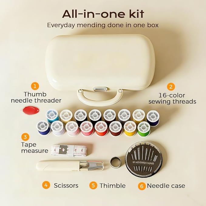 Runsgo Sewing Kit,Portable Sewing Supplies Accessories for Adults Teen Girls Grandma Beginner Traveler (Red)