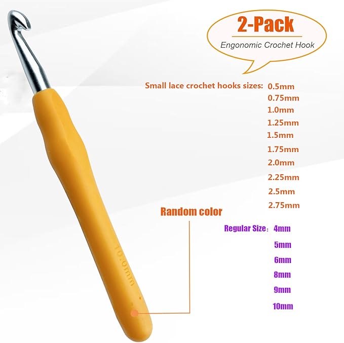 Mdoker 10mm 2PCS Crochet Hook Ergonomic Handle Crochet Hook Needles for Arthritic Hands,Extra Long Crochet Hooks for Beginner Crocheting Yarn(10mm)