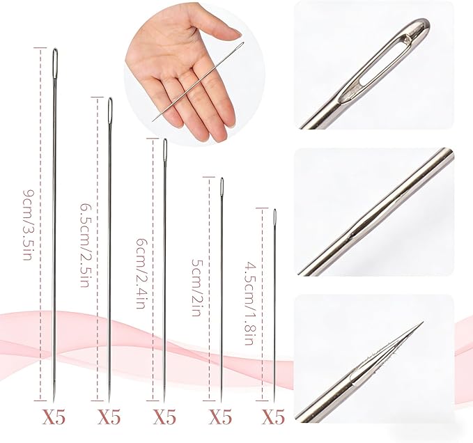 45PCS Steel needles for hand sewing, Stainless Steel Sewing Needles, Steel Needle Sewing Kit,sewing needles, Portable DIY Handcraft Set, Suitable for Beginners &Handicraft Enthusiasts& Daily Use