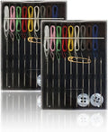 2 Boxes Easy Pre Threaded Needle Kit, Prethreaded Sewing Kits, Small Home Travel Sewing Box with Pin Button, Box Each Box with 10 Pieces