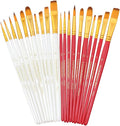 Transon 20pcs Artist Painting Brush Set for Acrylic Watercolor Gouache Hobby Craft Face Rock Painting White and Red