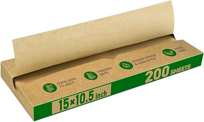 EcoDispose Precut POP UP Deli Paper Sheet Pack of 200, Interfolded Heavy Paper for Food Wrap and Serving (15" x 10-1/2", Kraft）