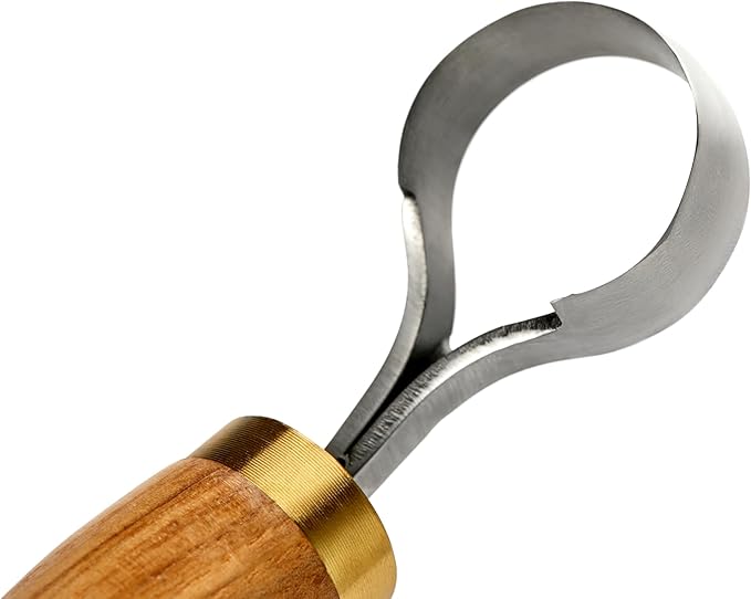 Scorp Knife | Round Carving Tool for Spoons, Bowls, and Cups | Spoon Bowl Carving Tools | for Beginners | Oak Wood Handle with Carbon Steel Blade (Angled Full Scorp)