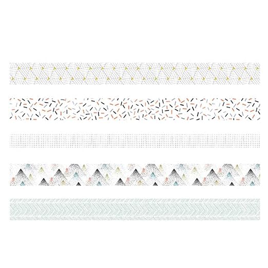 YUBX 5 Rolls Washi Tape Set Creative Basic Skinny Decorative Tapes for Arts, DIY Crafts, Journals, Planners, Scrapbooking, Wrapping (Pine Mist)