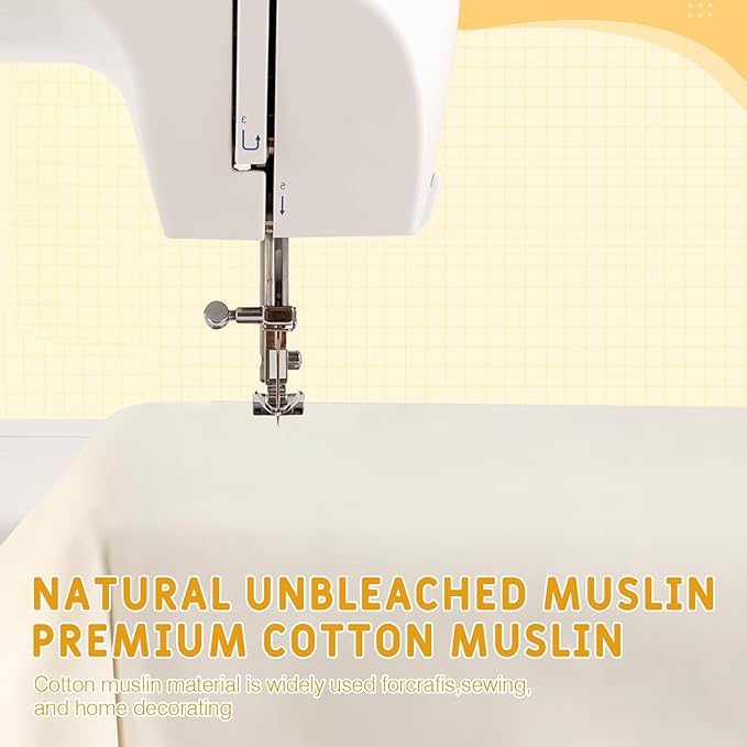 Beige Cotton Muslin Fabric, 63 Inch X 2 Yards Natural 100% Cotton Fabric by The Yard, Suitable for Sewing Embroidery, Garments, Crafts