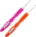 3mm 3.5mm Crochet Hook, Smooth Metal Head and Soft Rubber Grip Extra Long Ergonomic Crochet Hooks for Arthritic Hands, Beginners and Crochet Enthusiast