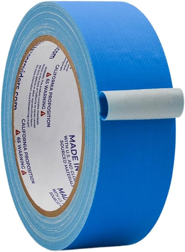 WOD GTC12 Gaffer Tape, Light Blue Low Gloss Finish Film, 1.5 inch x 60 ft. Residue Free, Non Reflective Cloth Fabric, Secure Cords, Water Resistant, Photography, Filming Backdrop, Production