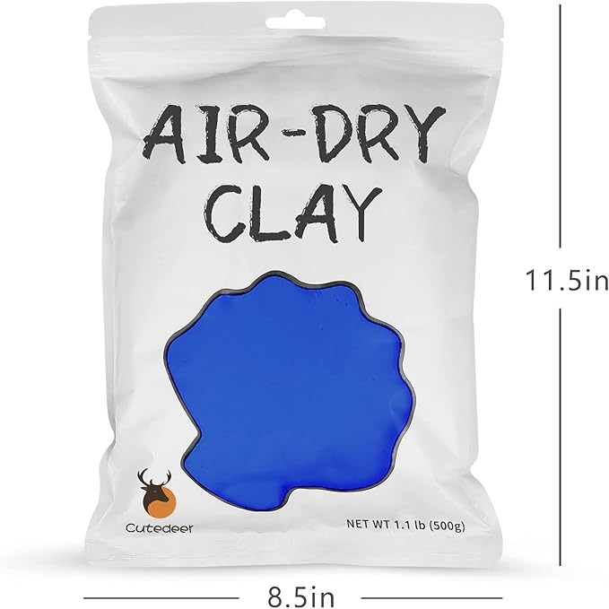 Cutedeer Blue Air Dry Clay, 1.1lb Foam Modeling Clay, Soft Squishy Molding for Kids Adults, Arts & Crafts Project Slime Supplies(1.1lb - 1 Pack, Blue)
