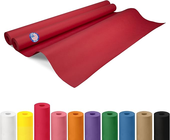 36" x 1200" (100 ft) Red Kraft Paper Roll, Pack of 2 - USA-Made Quality Craft Paper for Gift Wrapping, Kids' Arts & Crafts, School Projects - Natural Material 50lb Thickness by IDL Packaging