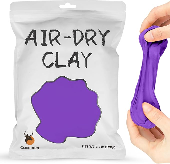 Cutedeer Purple Air Dry Clay, 1.1lb Foam Modeling Clay, Soft Squishy Molding for Kids Adults, Arts & Crafts Project Slime Supplies(1.1lb - 1 Pack, Purple)