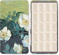 Portable Watercolor Paint Palette with Tins, Lightweight Empty Full Pans with Magnetic Squares, Metal Paint Tray Palettes for Travel, Acrylics Painting and Art, 20Full Pans,Green Rose