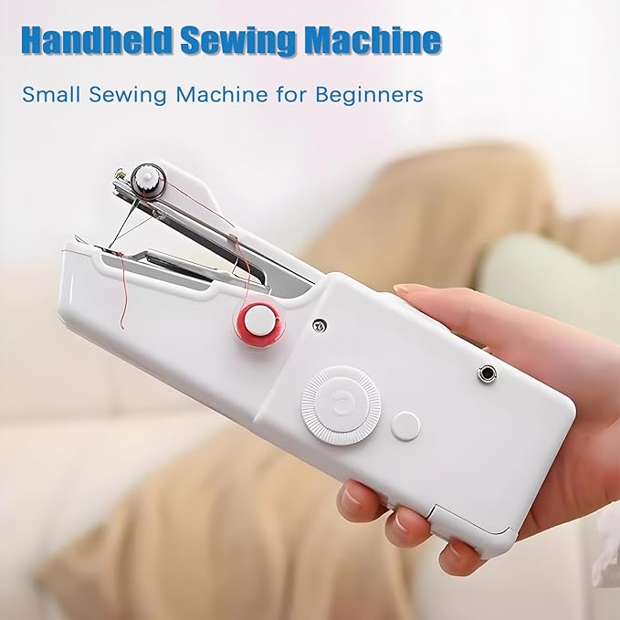 Handheld Sewing Machine, Mini Portable Sewing Machine Kit for Beginners, Travel Emergency Clothes Repair & Quick Fixes with Accessories, for Lightweight Fabrics (Black, C)